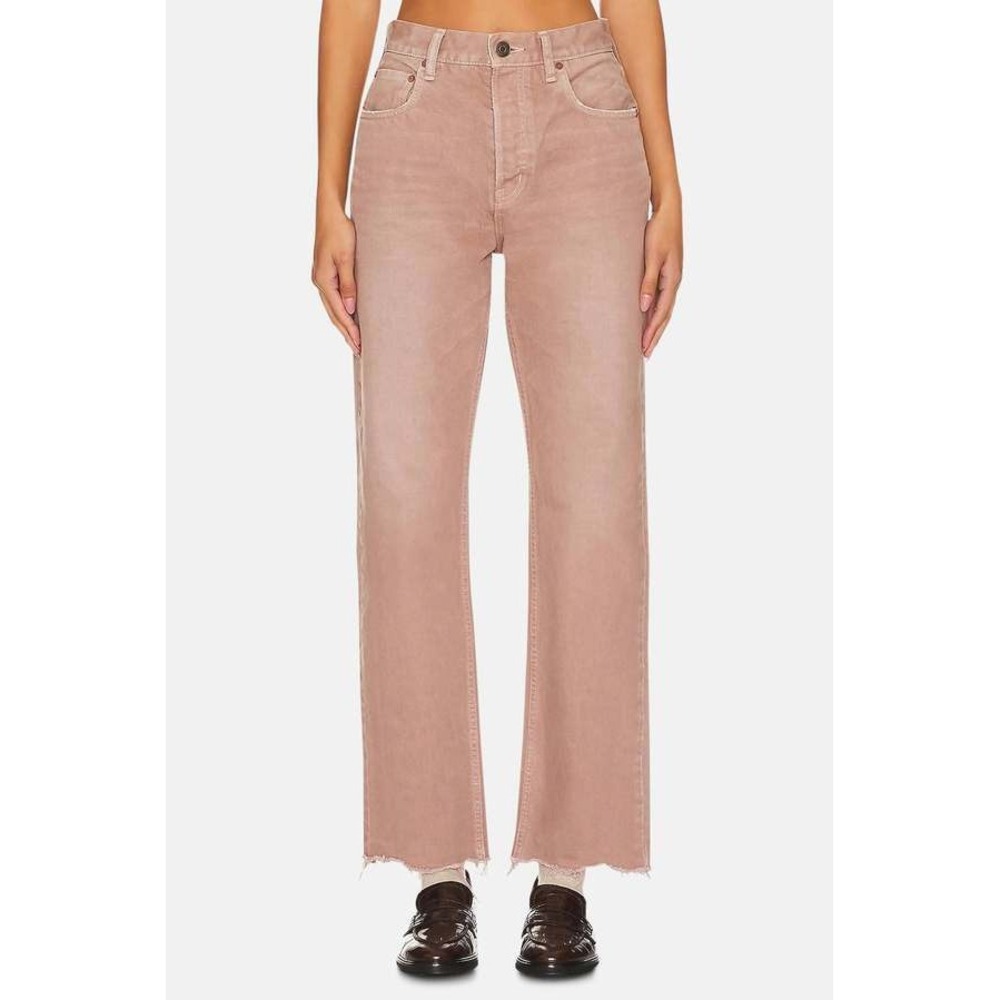 MOUSSY VINTAGE Jeans 25 Beige Pink Emery Wide Straight High Rise Raw Hem Denim
